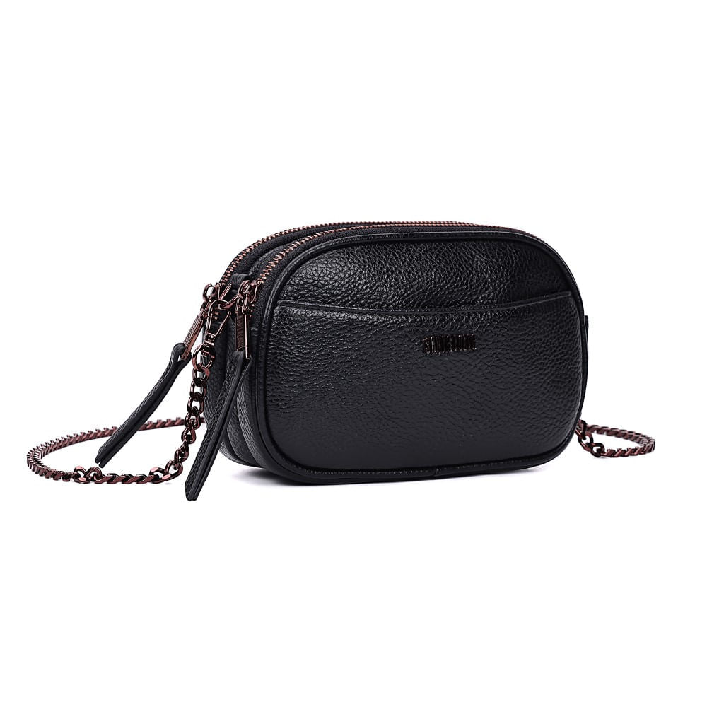 Bolsa Camera Bag Santa Lolla Preta Alça Correntes