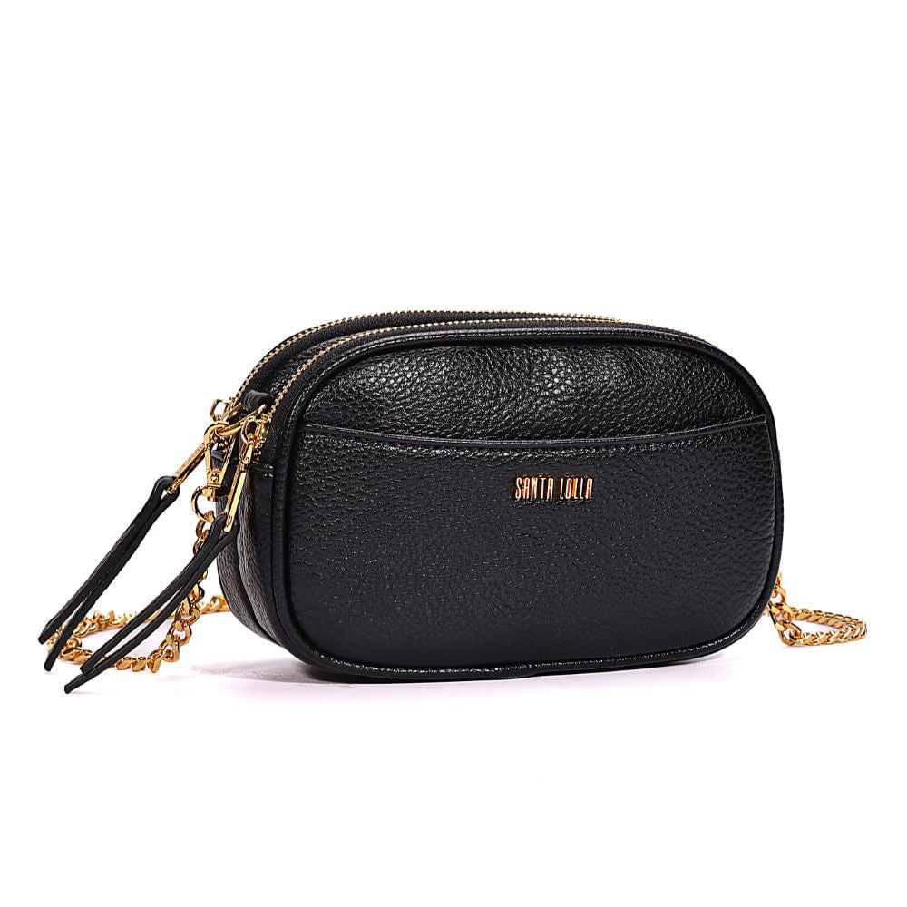 Bolsa Camera Santa Lolla Preta Alça Corrente