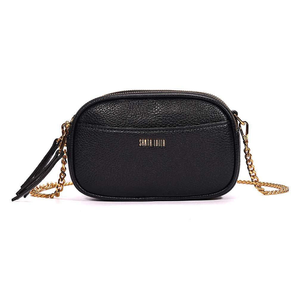 Bolsa Camera Santa Lolla Preta Alça Corrente