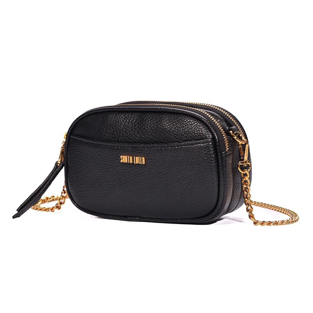 Bolsa Camera Santa Lolla Preta Alça Corrente