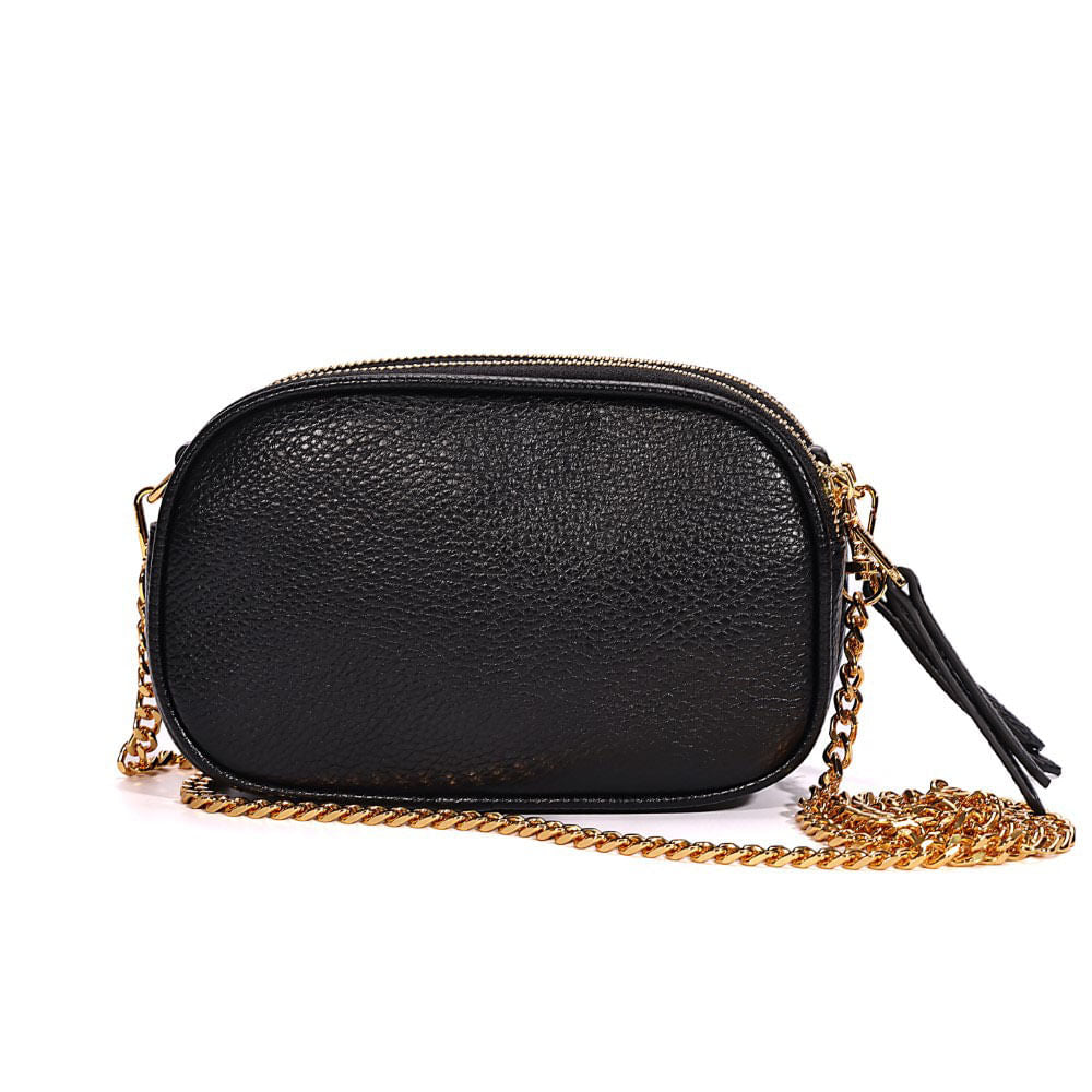 Bolsa Camera Santa Lolla Preta Alça Corrente