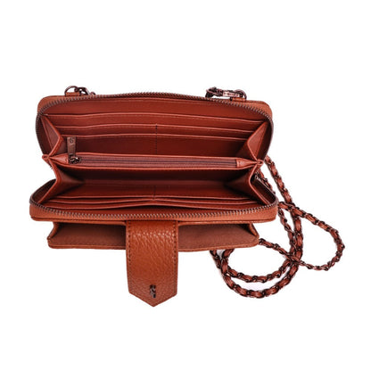 Bolsa Carteira Caramelo Santa Lolla Alça Corrente Transversal 