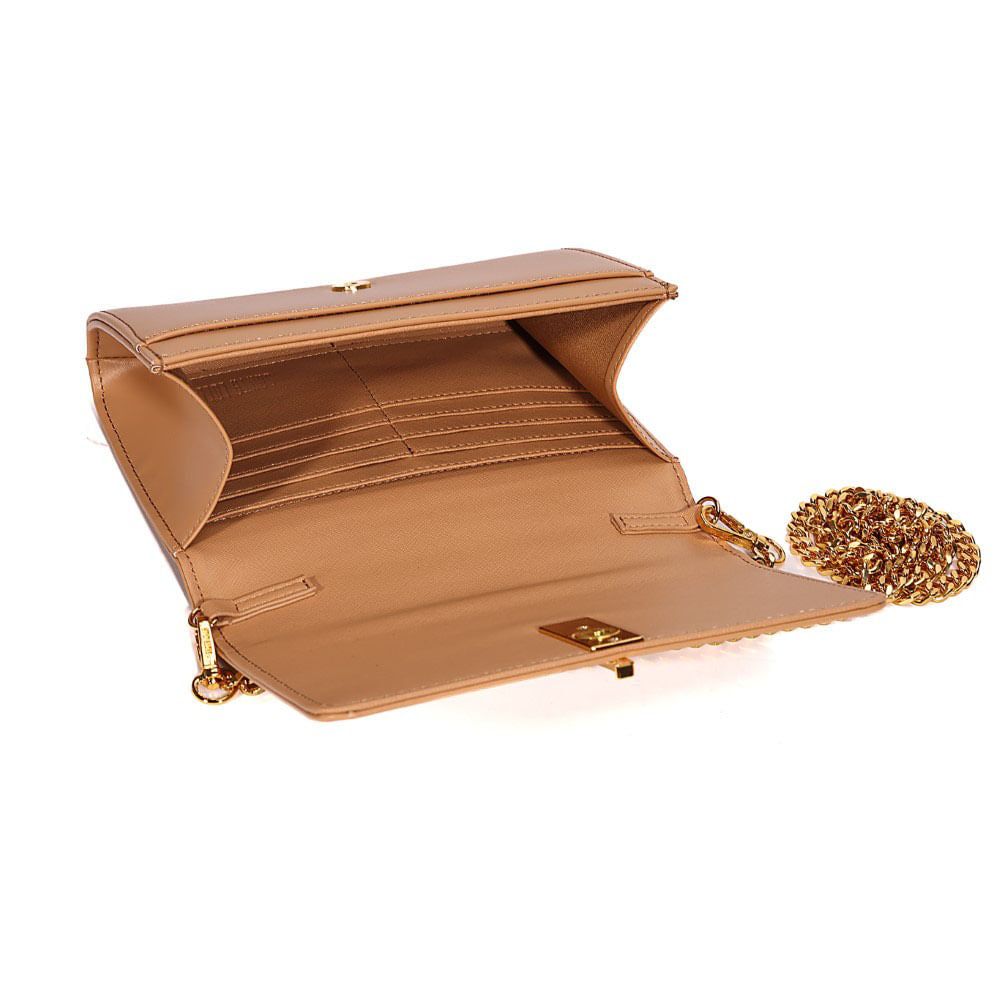 Bolsa Carteira Santa Lolla Bege Alça Correntes