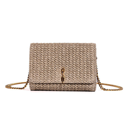 Bolsa Carteira Santa Lolla Bege Tramada Alça Correntes