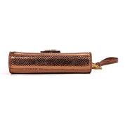 Bolsa Carteira Santa Lolla Bronze Metalizada Alça Transversal Corrente