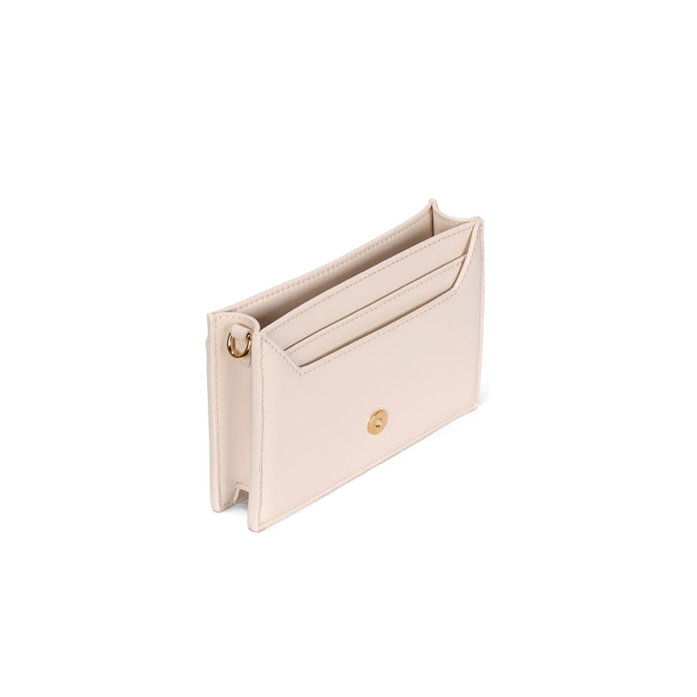 Bolsa Carteira Santa Lolla Creme Pequena Alça Transversal
