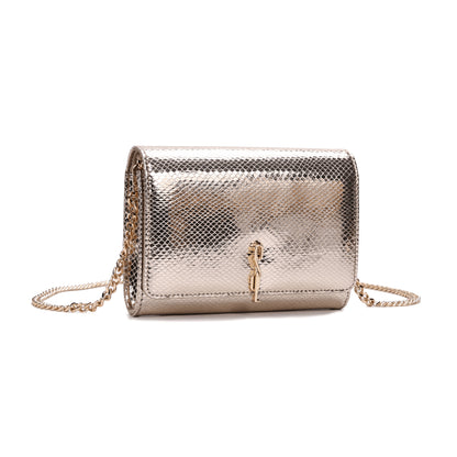 Bolsa Carteira Santa Lolla Dourada Alça Corrente Transversal 