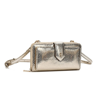 Bolsa Carteira Santa Lolla Dourada Metalizada Alça Transversal