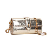 Bolsa Carteira Santa Lolla Dourada Snake Alça Corrente