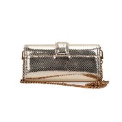 Bolsa Carteira Santa Lolla Dourada Snake Alça Corrente