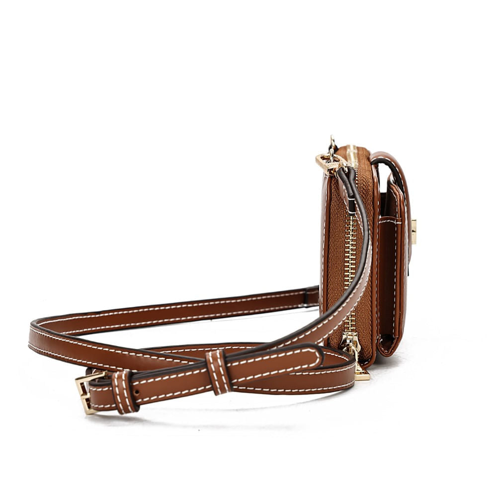 Bolsa Carteira Santa Lolla Marrom Alça Transversal