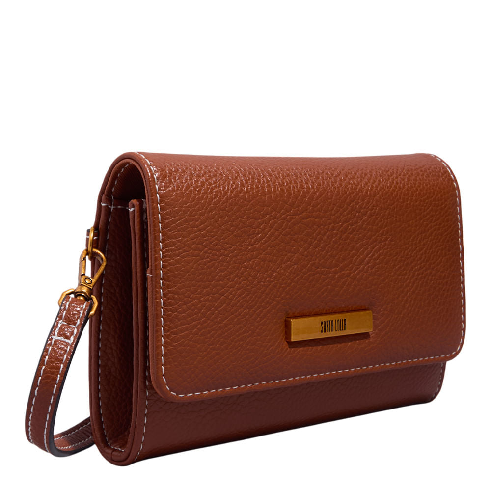 Bolsa Carteira Santa Lolla Marrom Alça Transversal