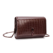 Bolsa Carteira Santa Lolla Marrom Croco Alça Corrente