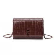 Bolsa Carteira Santa Lolla Marrom Croco Alça Corrente