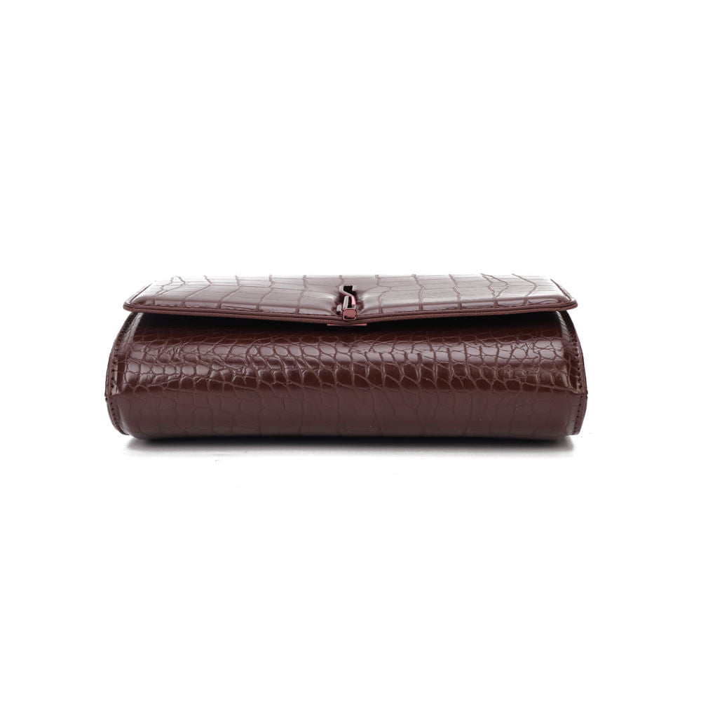 Bolsa Carteira Santa Lolla Marrom Croco Alça Corrente