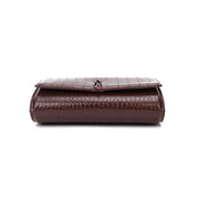 Bolsa Carteira Santa Lolla Marrom Croco Alça Corrente