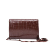 Bolsa Carteira Santa Lolla Marrom Croco Alça Corrente