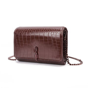 Bolsa Carteira Santa Lolla Marrom Croco Alça Corrente