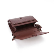 Bolsa Carteira Santa Lolla Marrom Croco Alça Corrente