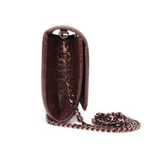 Bolsa Carteira Santa Lolla Marrom Croco Alça Corrente