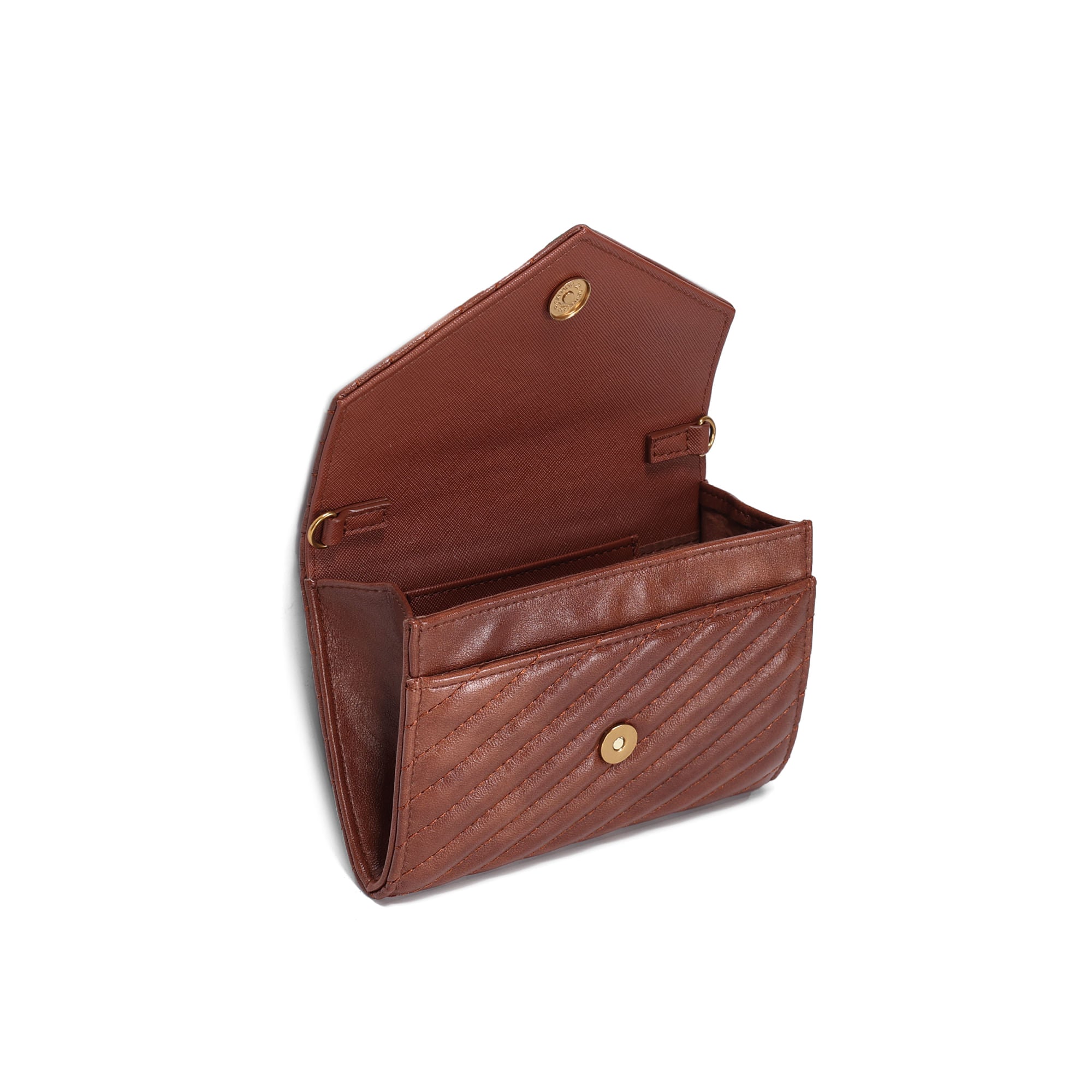 Bolsa Carteira Santa Lolla Marrom Matelassê Corrente