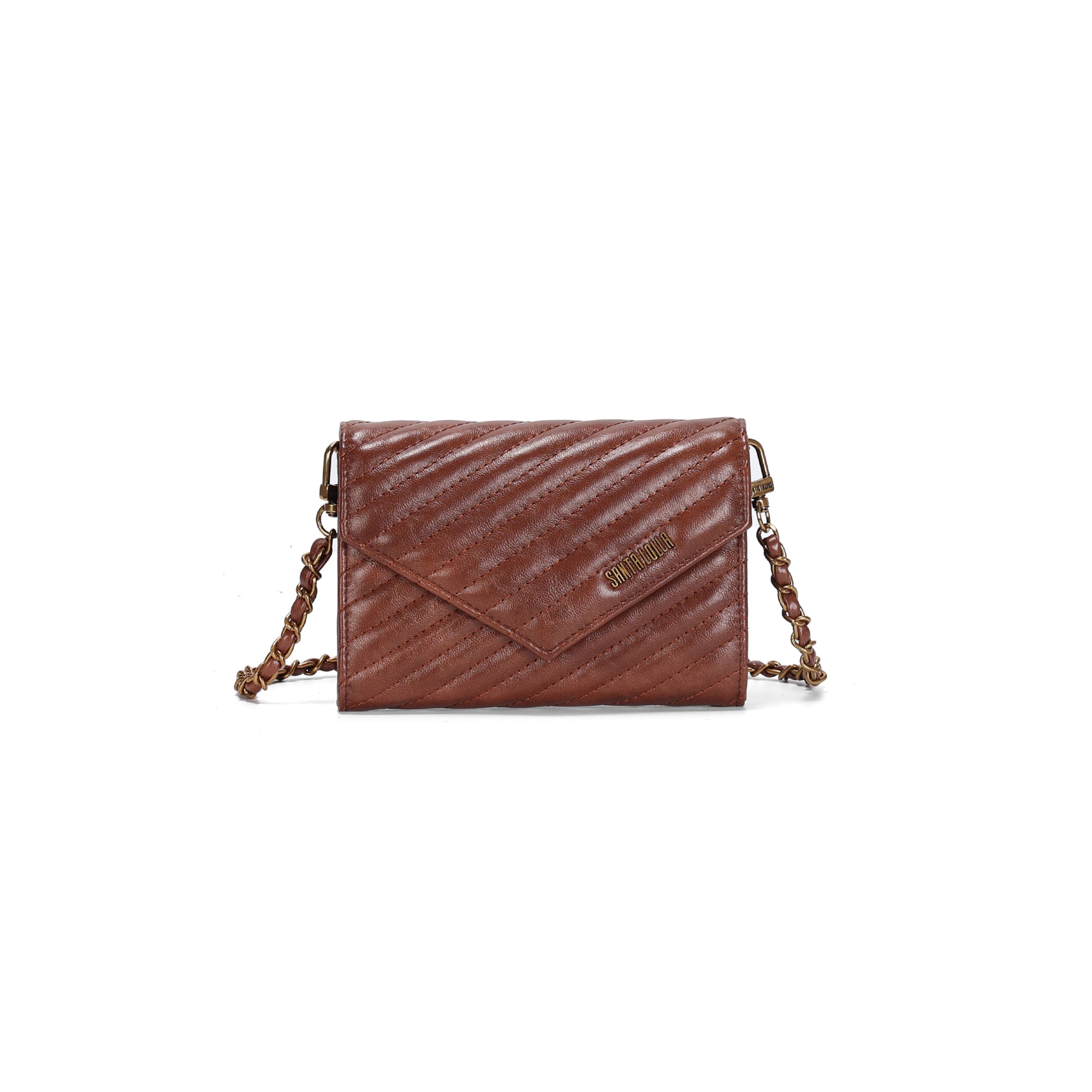 Bolsa Carteira Santa Lolla Marrom Matelassê Corrente