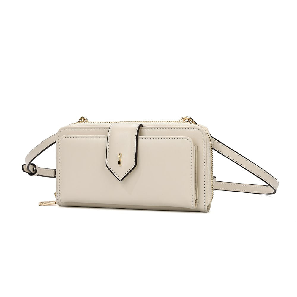 Bolsa Carteira Santa Lolla Off White Alça Transversal 