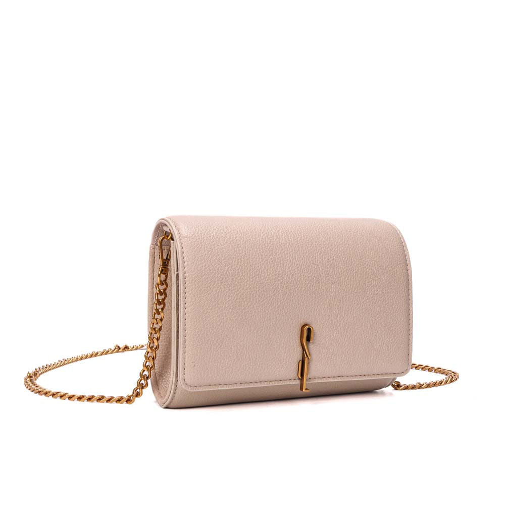 Bolsa Carteira Santa Lolla Off White Corrente Dourada