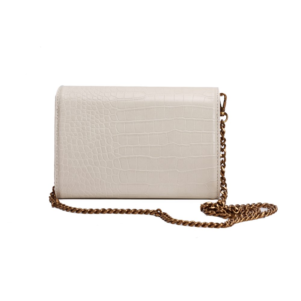 Bolsa Carteira Santa Lolla Off White Croco Alça Corrente