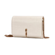 Bolsa Carteira Santa Lolla Off White Croco Alça Corrente