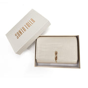 Bolsa Carteira Santa Lolla Off White Croco Alça Corrente