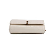Bolsa Carteira Santa Lolla Off White Croco Alça Corrente