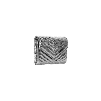 Bolsa Carteira Santa Lolla Prata Metalizada Alça Transversal