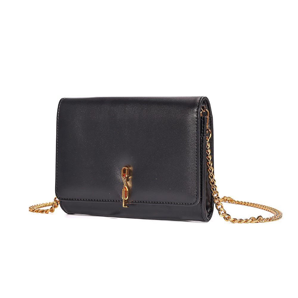 Bolsa Carteira Santa Lolla Preta Alça Correntes