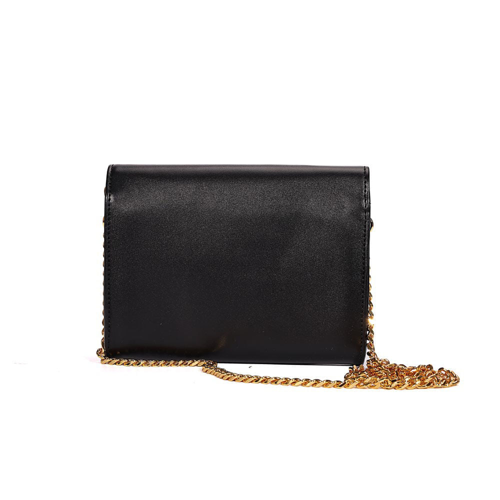 Bolsa Carteira Santa Lolla Preta Alça Correntes