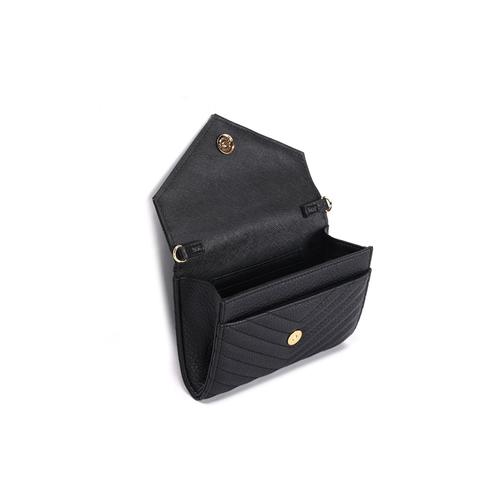 Bolsa Carteira Santa Lolla Preta Alça Transversal