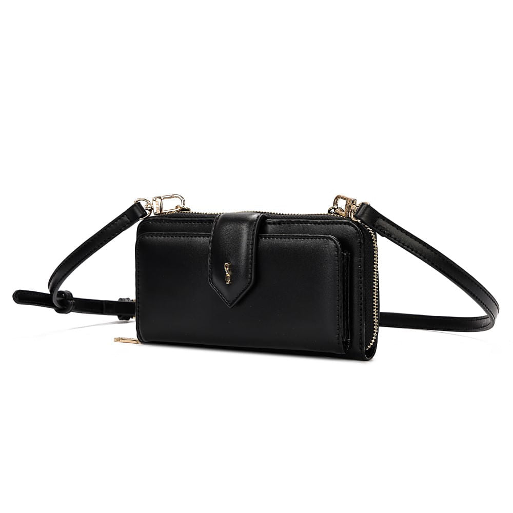 Bolsa Carteira Santa Lolla Preta Alça Transversal 