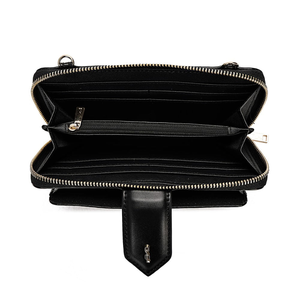 Bolsa Carteira Santa Lolla Preta Alça Transversal 