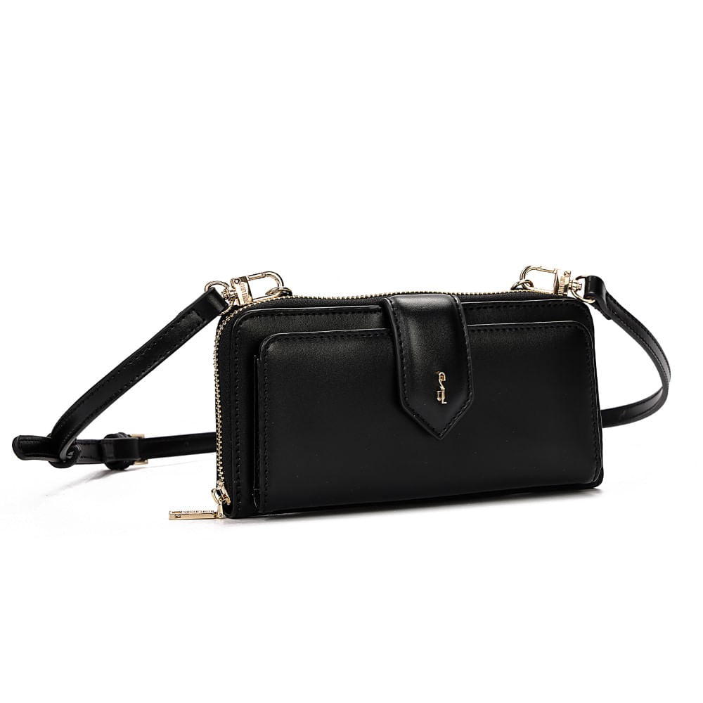 Bolsa Carteira Santa Lolla Preta Alça Transversal 