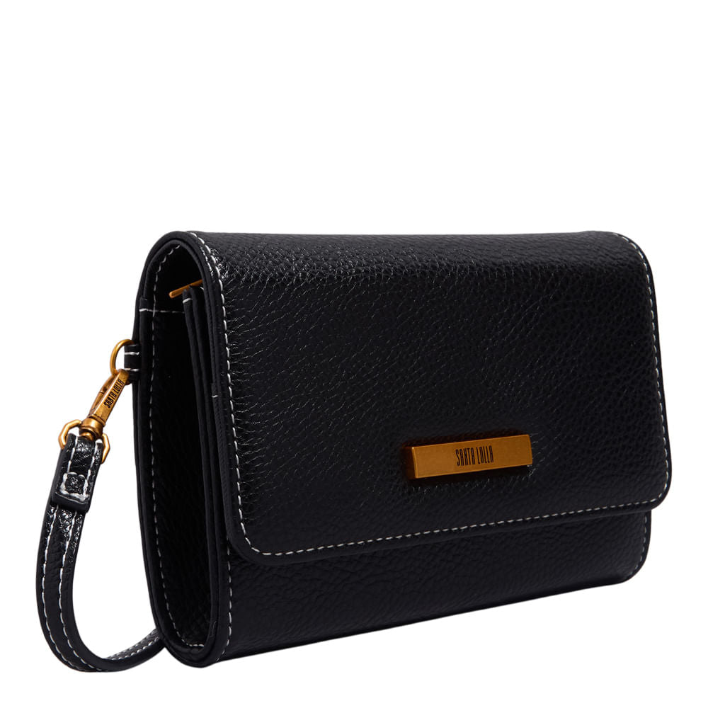 Bolsa Carteira Santa Lolla Preta Alça Transversal 