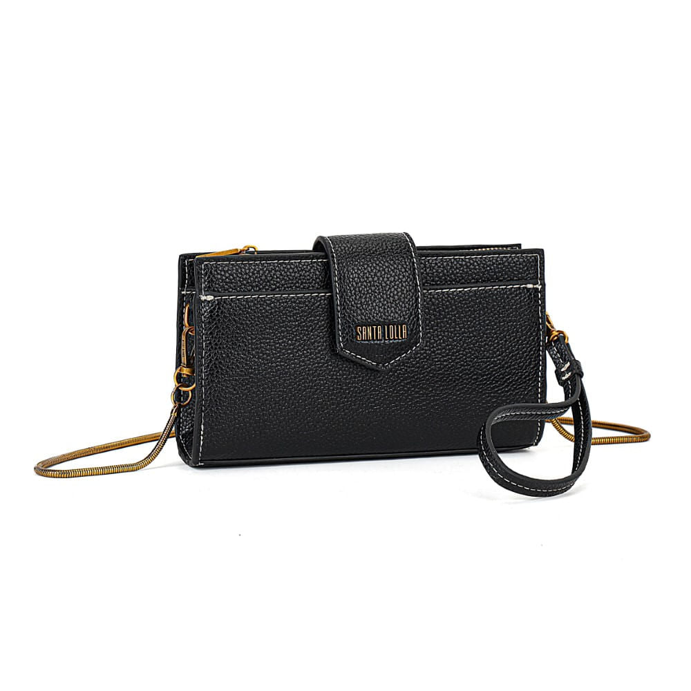 Bolsa Carteira Santa Lolla Preta Alça Transversal Corrente