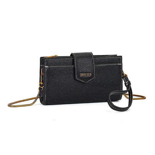 Bolsa Carteira Santa Lolla Preta Alça Transversal Corrente