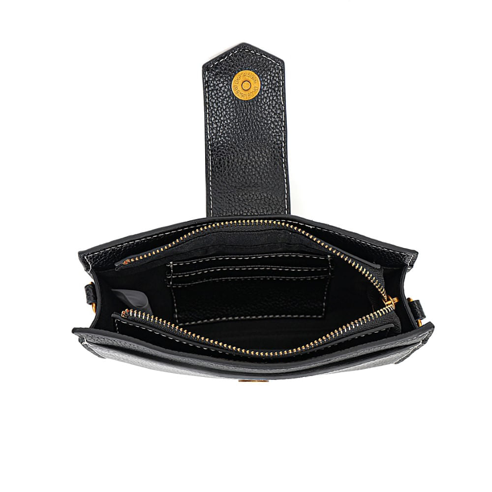 Bolsa Carteira Santa Lolla Preta Alça Transversal Corrente