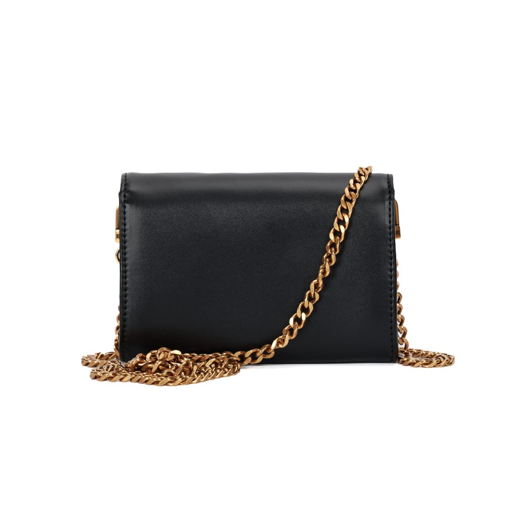 Bolsa Carteira Santa Lolla Preta Corrente Dourada
