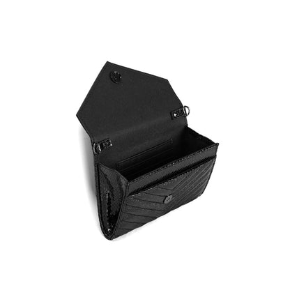 Bolsa Carteira Santa Lolla Preta Metalizada Alça Transversal