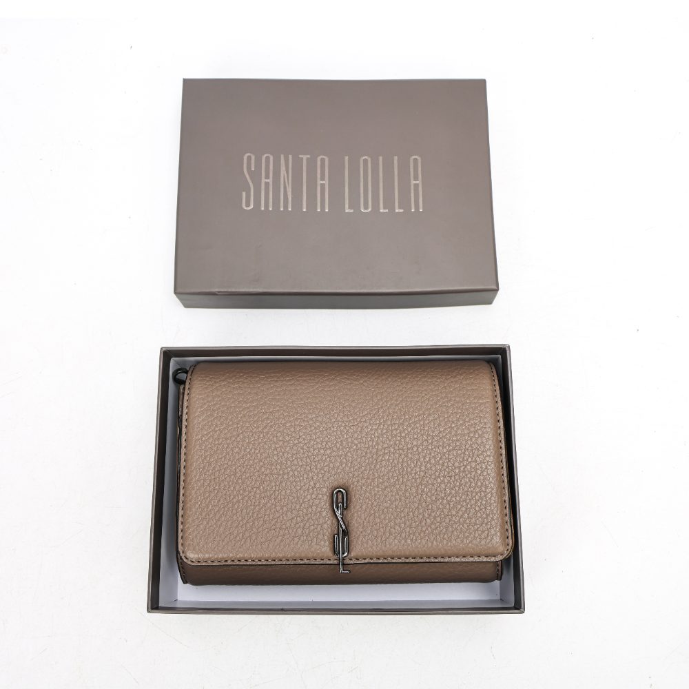 Bolsa Carteira Santa Lolla Taupe Alça Corrente