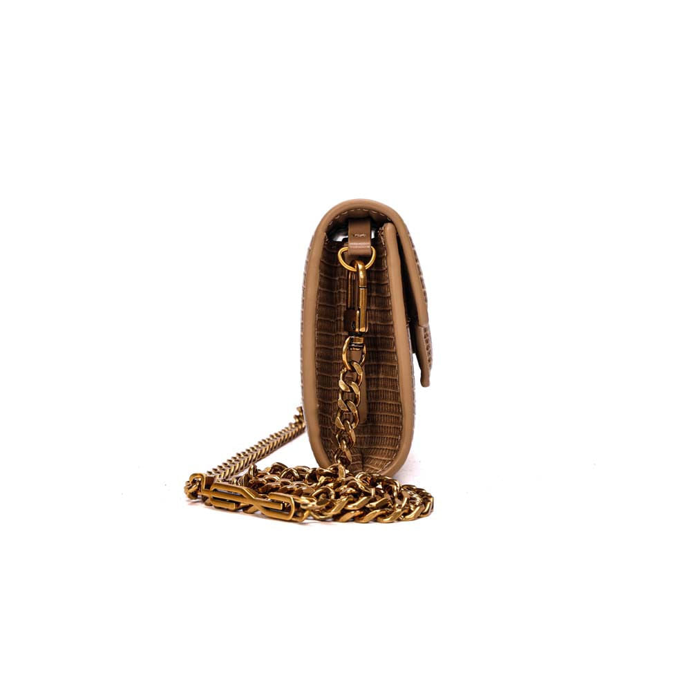 Bolsa Carteira Santa Lolla Taupe Lizard Corrente