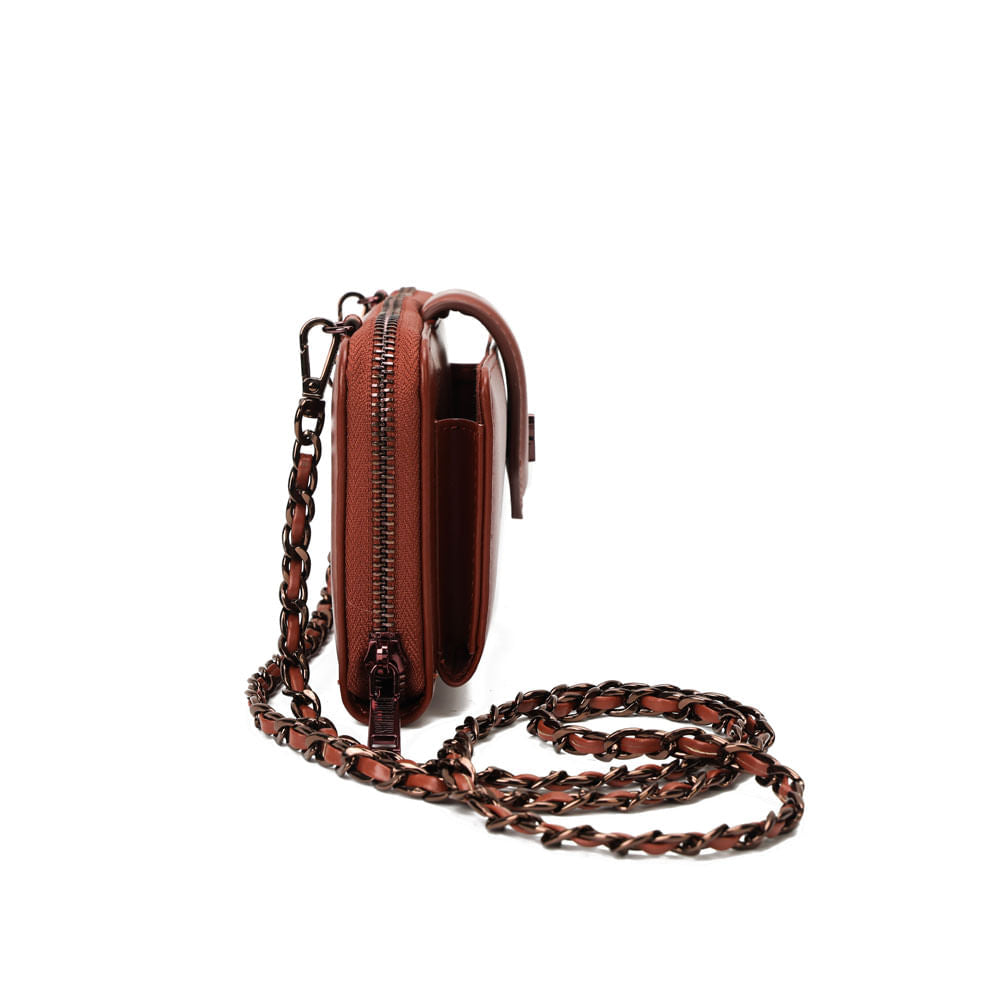Bolsa Carteira Santa Lolla Terracota Alça Corrente