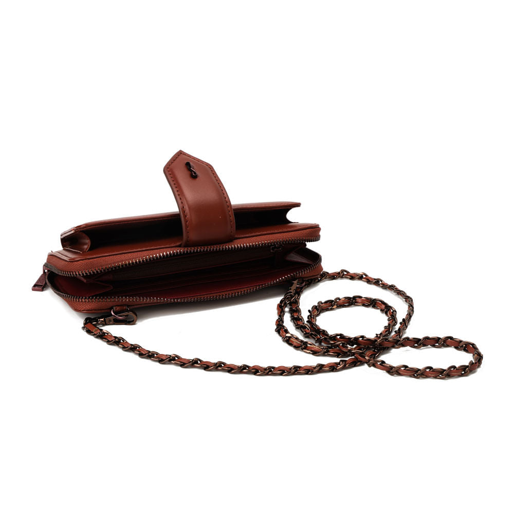 Bolsa Carteira Santa Lolla Terracota Alça Corrente