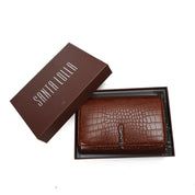 Bolsa Carteira Santa Lolla Terracota Croco Alça Corrente